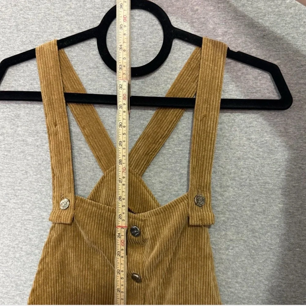 M Corduroy Button-Down Pinafore‎ Dress - Tan 90s Jumper Overall Dress Retro - Picture 7 of 9